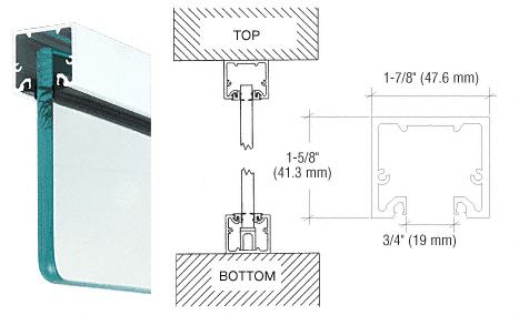 C.R. Laurence CRL Brite Anodized Wide U-Channel With Top Load Roll-In Glazing Gasket for 3/8&quot; and 1/2&quot; Glass - 240&quot; Long | NH2BA240