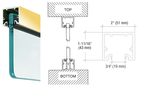 C.R. Laurence CRL Polished Brass Wide U-Channel With Top Load Roll-In Glazing Gasket for 3/8&quot; and 1/2&quot; Glass - 10 Ft Long | NH2PBSL