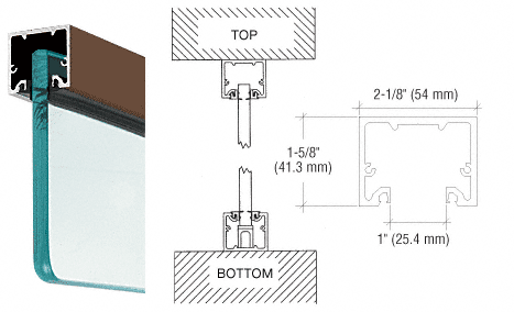 C.R. Laurence CRL Dark Bronze Anodized Wide &quot;U&quot; Channel and Narrow Header for 3/4&quot; Glass | NH3DUSL