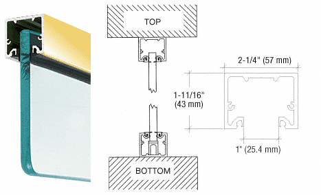 C.R. Laurence CRL Polished Brass Custom Length Wide &quot;U&quot; Channel and Narrow Header for 3/4&quot; Glass | NH3PBCL