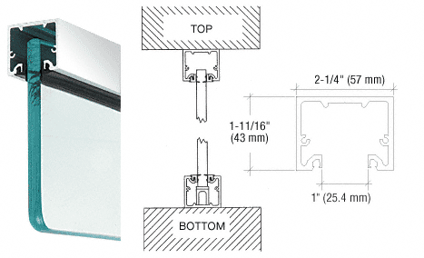 C.R. Laurence CRL Polished Stainless Custom Length Wide &quot;U&quot; Channel and Narrow Header for 3/4&quot; Glass | NH3PSCL