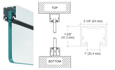 C.R. Laurence CRL Satin Anodized Custom Length Wide &quot;U&quot; Channel and Narrow Header for 3/4&quot; Glass | NH3SACL