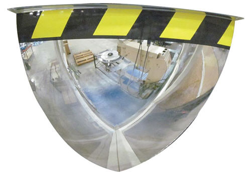 48&quot; 90 Degree Acrylic Quarter Dome Mirror with Safety Caution Border | ONV9048SB