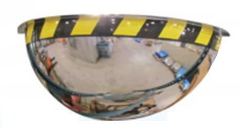 36&quot; 180 Degree Acrylic Half Dome Mirror with Safety Caution Border | ONV18036SB