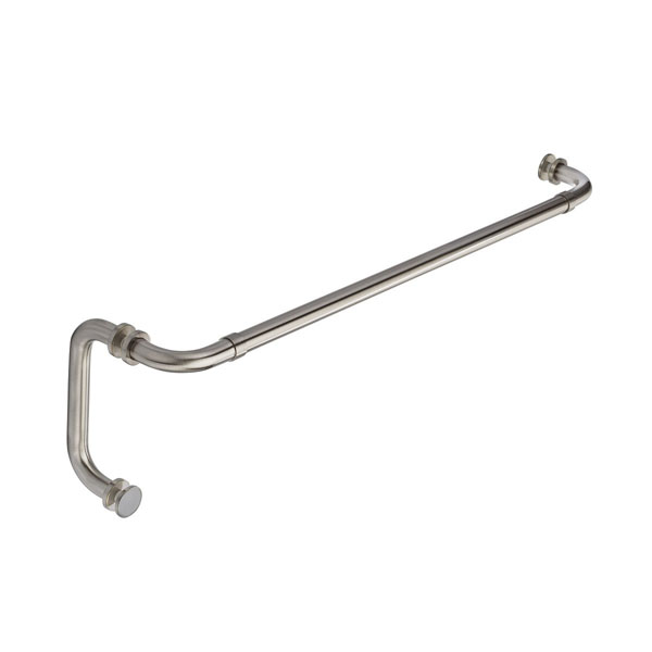 Opus I 24&quot; Cuttable Towel Bar and 6&quot; Pull Shower Door Combination with Rosettes - Brushed Nickel | S124TB6PBN
