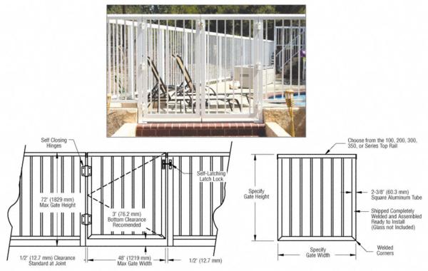 C.R. Laurence CRL Custom 200 Series Aluminum Railing Gate With Picket | P0STGATE2P