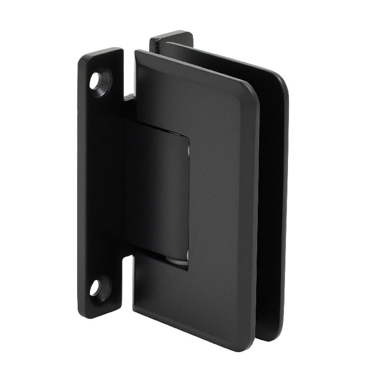 CRL Pinnacle 037 Series Matte Black Wall Mount Full Back Plate Standard Hinge | P1N037MBL