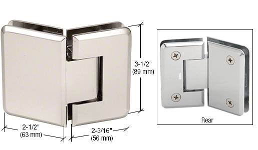 CRL Pinnacle 045 Series Polished Nickel 135&amp;#186; Glass-To-Glass Standard Hinge | P1N045PN