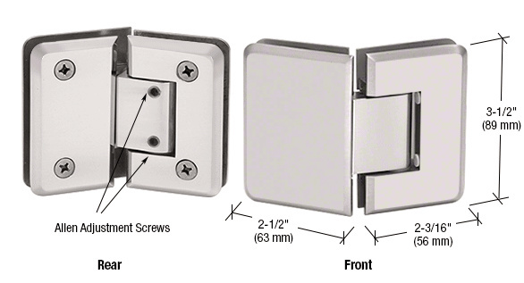 CRL Pinnacle 345 Series Satin Nickel Adjustable 135&amp;#176; Glass-to-Glass Hinge | P1N345SN