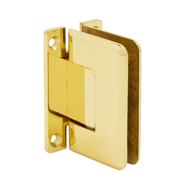 CRL Pinnacle 537 Series Polished Brass Wall Mount Full Back Plate Standard Hinge with 5&amp;#186; Offset | P1N537BR