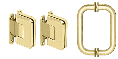 CRL Polished Brass Pinnacle Shower Pull and Hinge Set | P1NS3BR