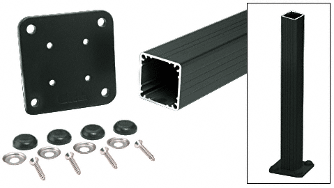 C.R. Laurence CRL 200, 300, 350, &amp; 400 Series Matte Black 36&quot; Square Surface Mount Post Kit | P36KBL