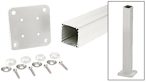 C.R. Laurence CRL 200, 300, 350, &amp; 400 Series Sky White 48&quot; Surface Mount Post Kit | P48KW