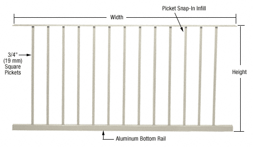 C.R. Laurence CRL 200, 300, 350, and 400 Series Oyster White Picket Panel 60&quot;W x 48&quot;H | P60480W
