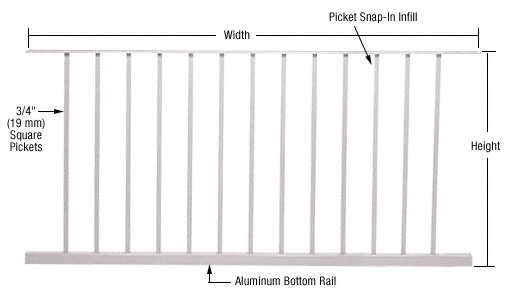 C.R. Laurence CRL 200, 300, 350, and 400 Series Sky White Picket Panel 60&quot; W x 48&quot;H | P6048W