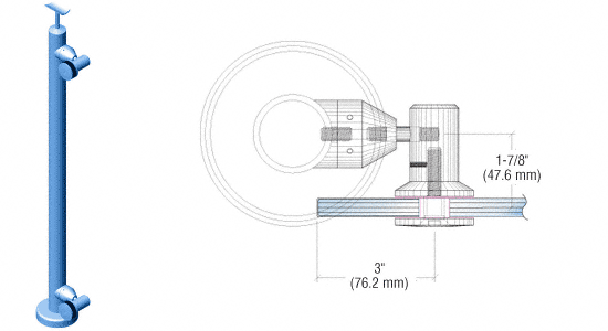 C.R. Laurence CRL P7 Series 36&quot; Custom Finish End Post Fixed Fitting Railing Kit | P7F36EC