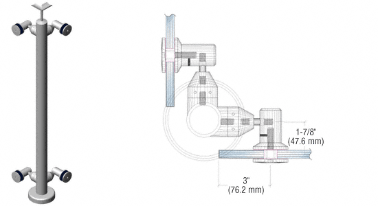 C.R. Laurence CRL Brushed Stainless P7 Series 42&quot; Corner Post Fixed Fitting Railing Kit | P7F42LBS