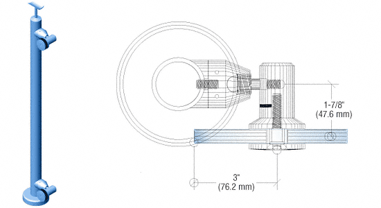 C.R. Laurence CRL Custom Finish P7 Series 42&quot; End Post Swivel Fitting Railing Kit | P7S42EC