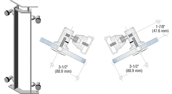 C.R. Laurence CRL P8 Series 42&quot; Brushed Stainless 135 Degree Angle Post Fixed Fitting Railing Kit | P8F42ABS