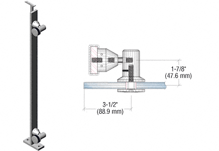C.R. Laurence CRL Polished Stainless P8 Series 42&quot;  End Post Fixed Fitting Railing Kit | P8F42EPS