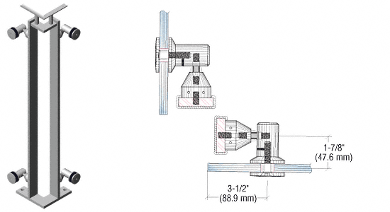 C.R. Laurence CRL Brushed Stainless P8 Series 42&quot; Corner Post Fixed Fitting Railing Kit | P8F42LBS