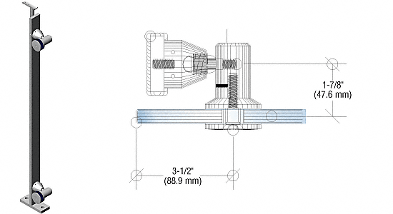 C.R. Laurence CRL Polished Stainless P8 Series 42&quot; End Post Swivel Fitting Railing Kit | P8S42EPS