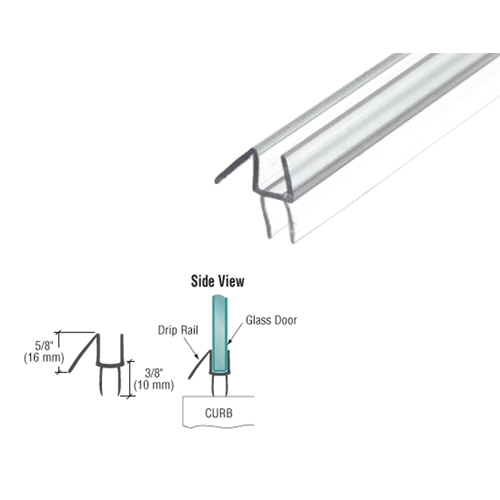 C.R. Laurence CRL Co-Extruded Clear Bottom Wipe with Drip Rail for 3/8&quot; Glass - 36 in long | P990WS36