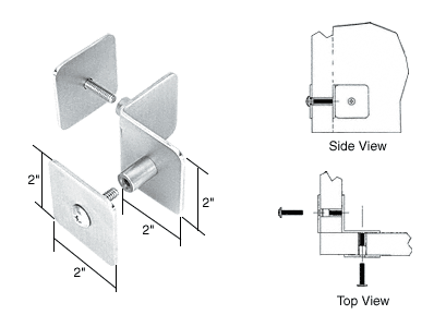 C.R. Laurence CRL Satin Chrome Finish Bullet Resistant Protective Barrier System 90&amp;#176; Top or Mid-Mount Inside Clamp | PB004SC