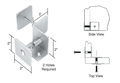 C.R. Laurence CRL Polished Stainless Finish Bullet Resistant Protective Barrier System 90&amp;#176; Bottom Mount Inside Clamp | PB005PS