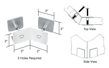 C.R. Laurence CRL Satin Chrome Finish Bullet Resistant Protective Barrier System 135&amp;#176; Bottom Mount Outside Clamp | PB007SC