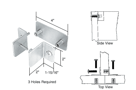 C.R. Laurence CRL Satin Chrome Bullet Resistant Protective Barrier System Top or Mid-Mount T-Clamp | PB008SC