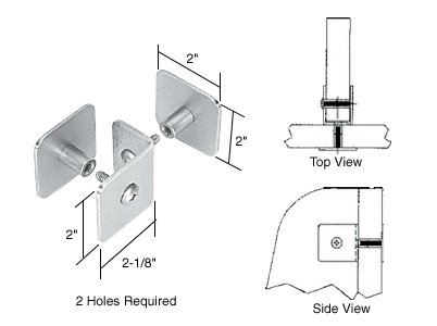 C.R. Laurence CRL Brushed Stainless Finish Bullet Resistant Protective Barrier System Top or Mid-Mount Buttress or Baffle Clamp | PB010BS