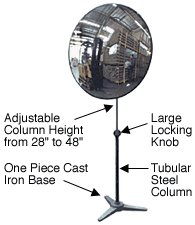 SEEALL 26&quot; Diameter Pedestal Mount Acrylic Convex Mirror | PED26