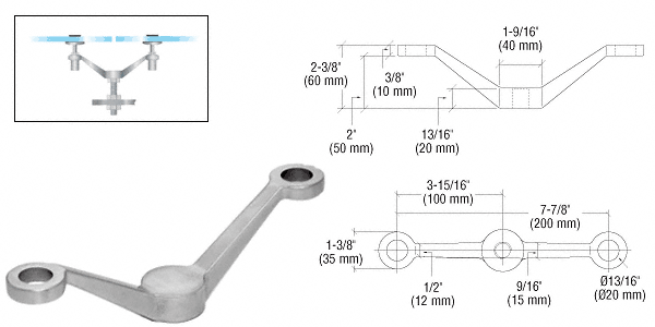 C.R. Laurence CRL Brushed Stainless Regular Duty Double Arm Column Mount Spider | PMR2BS