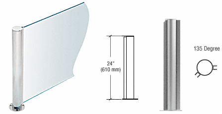 C.R. Laurence CRL 24&quot; Round Brushed Stainless PP08 Elegant Series Counter/Partition 135 Degree Post | PP0824ABS