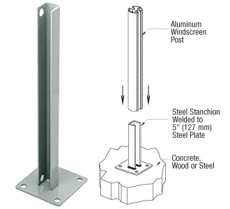 C.R. Laurence CRL AWS Agate Gray 90 Degree Welded Steel Surface Mount Stanchions For Round Corner Post | PSB2CAGY