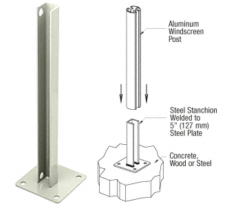 C.R. Laurence CRL AWS Oyster White 90 Degree Welded Steel Surface Mount Stanchions For Rectangular Corner Post | PSB3B0W