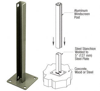 C.R. Laurence CRL AWS Beige Gray 90 Degree Welded Steel Surface Mount Stanchions For Rectangular Corner Post | PSB3BBGY