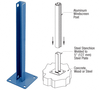 C.R. Laurence CRL AWS Custom 90 Degree Welded Steel Surface Mount Stanchions For Rectangular Corner Post | PSB3CC