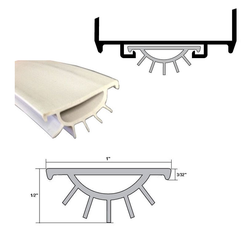 Gray Replacement Vinyl Weatherseal for Wrap Around Door Bottom Shoe - 48&quot; | DB054GR48