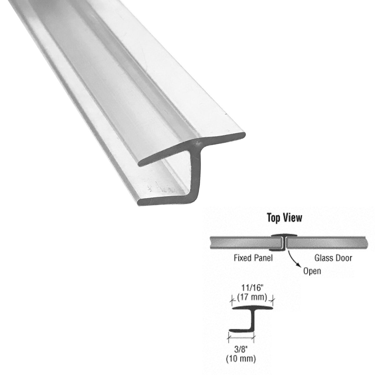 Gordon Glass&#153; Polycarbonate &quot;h&quot; Jamb with Hard Leg 180 Degree for 1/4&quot; Glass - 73 in long | CPH140