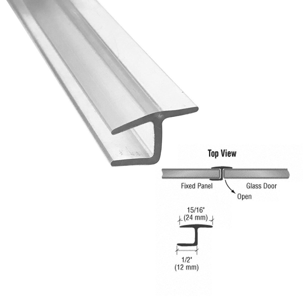 Gordon Glass&#153; Polycarbonate &quot;h&quot; Jamb with Hard Leg 180 Degree and 3/8&quot; Glass - 73 in long | GMSR38