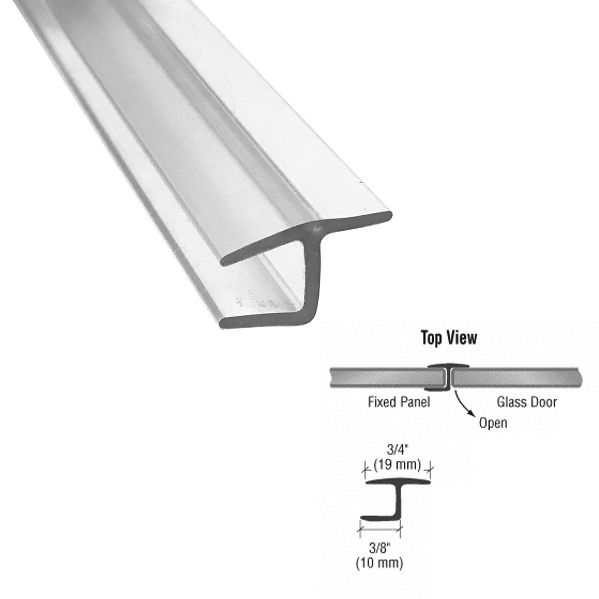 Gordon Glass&#153; Polycarbonate &quot;h&quot; Jamb with Hard Leg 180 Degree for 5/16&quot; Glass - 73 in long | PHJ516