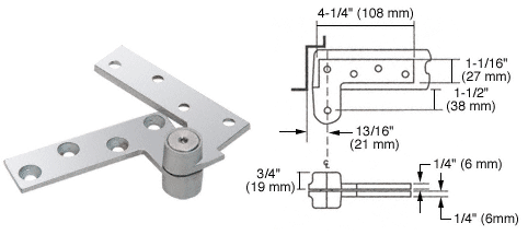 C.R. Laurence CRL Rixson Polished Chrome Finish 3/4&quot; Offset Top Pivot | R180PC