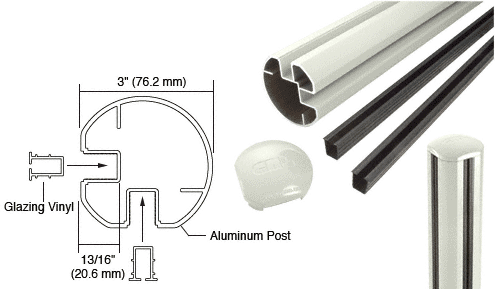 C.R. Laurence CRL 3&quot; Diameter Round 90 Degree Oyster White 36&quot;  Corner Post Kits | R36CRK0W