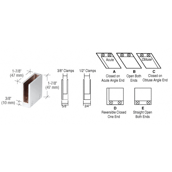 CRL 1/2&quot; Chrome 90 Degree Straight End Clamp Type &quot;D&quot; Stair and Walkway Railings | RH2212CH