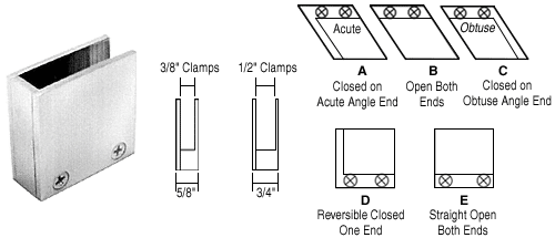 C.R. Laurence CRL 3/8&quot; Chrome 90 Degree Straight End Clamp Type &quot;D&quot; Stair and Walkway Railings | RH2238CH