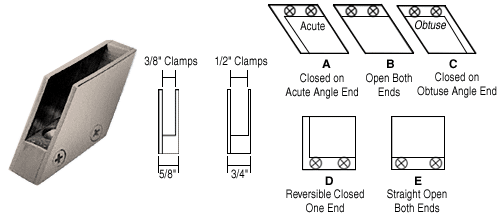 CRL 1/2&quot; Brushed Nickel 128 Degree Slant Obtuse End Clamp Type &quot;C&quot; Stair and Walkway Railings | RH5512BN