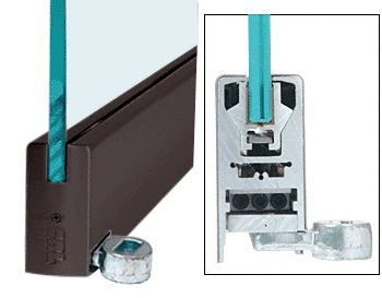 C.R. Laurence CRL Duranodic Bronze 4&quot; Offset Custom Length Square Style Door Rail without Lock for 1/2&quot; Glass | RHR4SDU12C