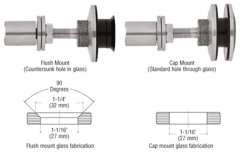 C.R. Laurence CRL Brushed Stainless Steel Finish Swivel Combination Fastener for 3/8&quot; to 5/8&quot; Glass | RSF10BS